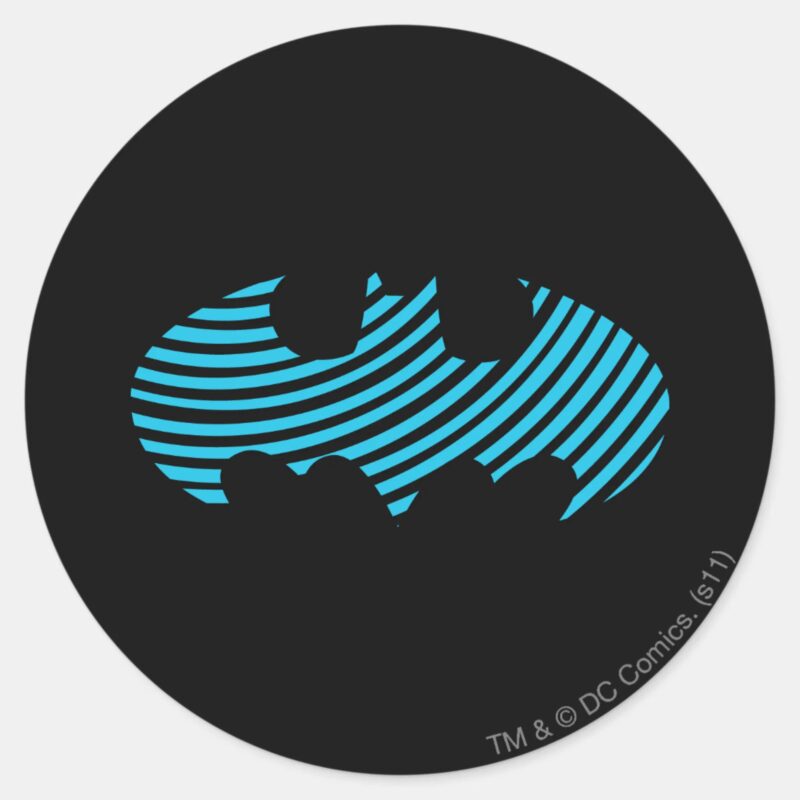 Batman Symbol Blue Striped Logo Classic Round Sticker Batman Symbol Blue Striped Logo Classic Round Sticker