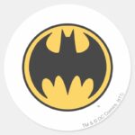 Batman Symbol Dark Yellow Circle Logo Classic Round Sticker