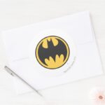 Batman Symbol Dark Yellow Circle Logo Classic Round Sticker