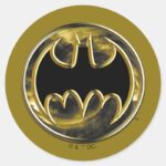 Batman Symbol Gold Logo Classic Round Sticker