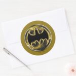 Batman Symbol Gold Logo Classic Round Sticker