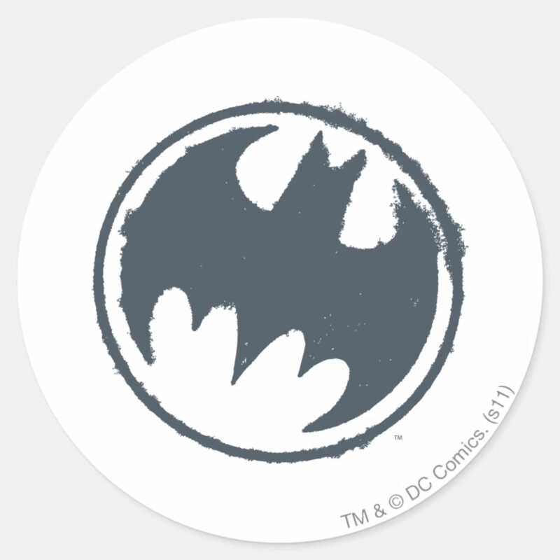 Batman Symbol Gray Grunge Logo Classic Round Sticker Batman Symbol Gray Grunge Logo Classic Round Sticker