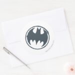 Batman Symbol Gray Grunge Logo Classic Round Sticker