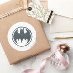 Batman Symbol Gray Grunge Logo Classic Round Sticker