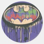 Batman Symbol Green Purple Red Logo Classic Round Sticker