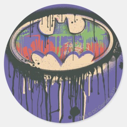 Batman Symbol Green Purple Red Logo Classic Round Sticker