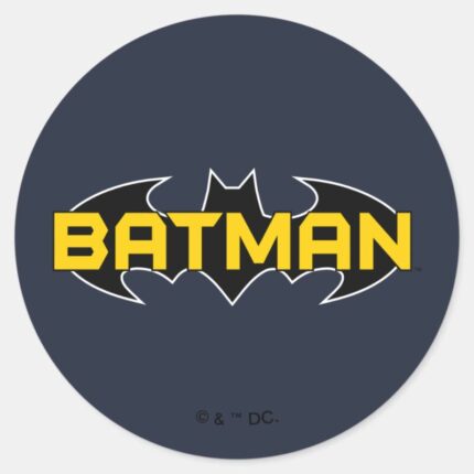 Batman Symbol Name Yellow Black Logo Classic Round Sticker