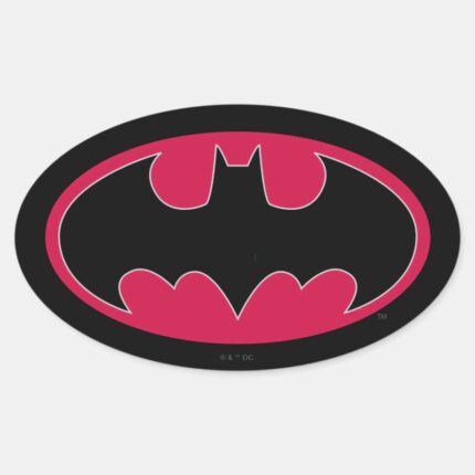 Batman Symbol Red Black Logo Oval Sticker
