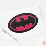 Batman Symbol Red Black Logo Oval Sticker