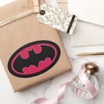 Batman Symbol Red Black Logo Oval Sticker