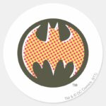 Batman Symbol Red Halftone Logo Classic Round Sticker