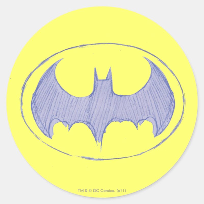 Batman Symbol Sketchbook Purple Logo Classic Round Sticker Batman Symbol Sketchbook Purple Logo Classic Round Sticker