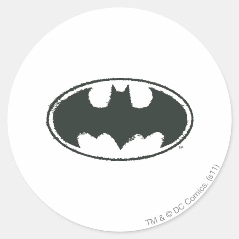 Batman Symbol Spray Black White Logo Classic Round Sticker Batman Symbol Spray Black White Logo Classic Round Sticker
