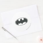Batman Symbol Spray Black White Logo Classic Round Sticker