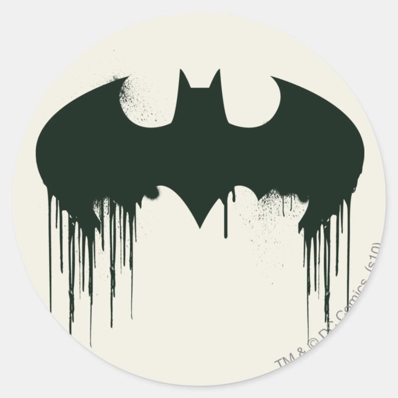 Batman Symbol Spraypaint Logo Classic Round Sticker Batman Symbol Spraypaint Logo Classic Round Sticker