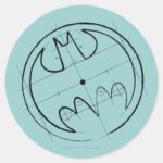 Batman Symbol Technical Sketch Logo Classic Round Sticker