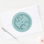 Batman Symbol Technical Sketch Logo Classic Round Sticker