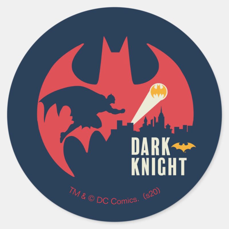 Batman The Dark Knight Bat Logo Classic Round Sticker Batman The Dark Knight Bat Logo Classic Round Sticker