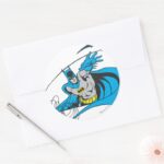 Batman Throws Batarang 3 Classic Round Sticker
