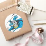 Batman Throws Batarang 3 Classic Round Sticker