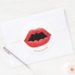 Batman Valentine Bat Lips Classic Round Sticker