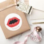 Batman Valentine Bat Lips Classic Round Sticker