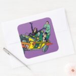 Batman Villains In Jokermobile Square Sticker