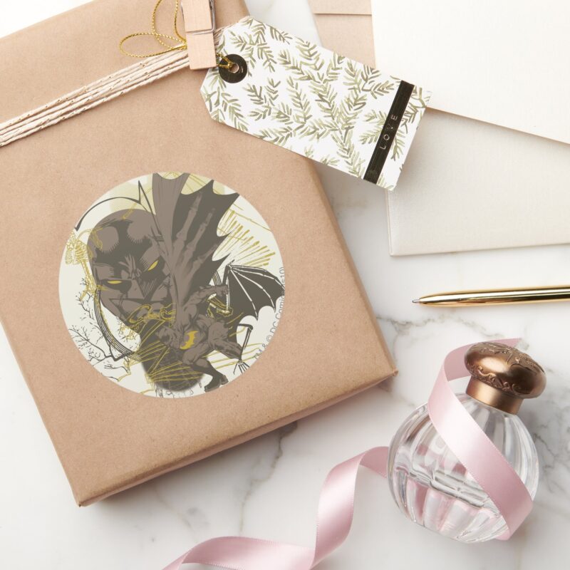 Batman Vintage Grunge Portrait Classic Round Sticker