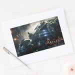 Batman With Batmobile In The Rain Rectangular Sticker