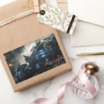 Batman With Batmobile In The Rain Rectangular Sticker