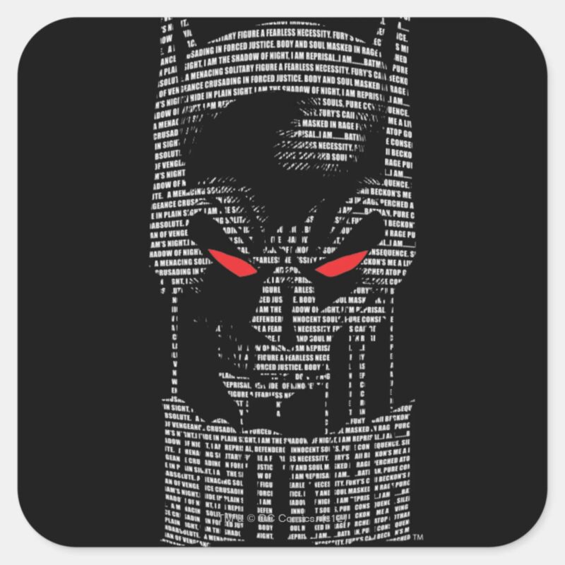 Batman With Mantra Square Sticker Batman With Mantra Square Sticker