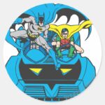Batman Robin Ride Batmobile Classic Round Sticker