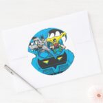 Batman Robin Ride Batmobile Classic Round Sticker