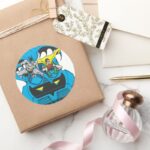 Batman Robin Ride Batmobile Classic Round Sticker