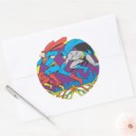 Batman Superman Flash Classic Round Sticker