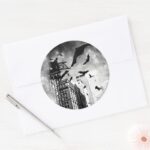 Batman Bats Flying Through Gotham Classic Round Sticker