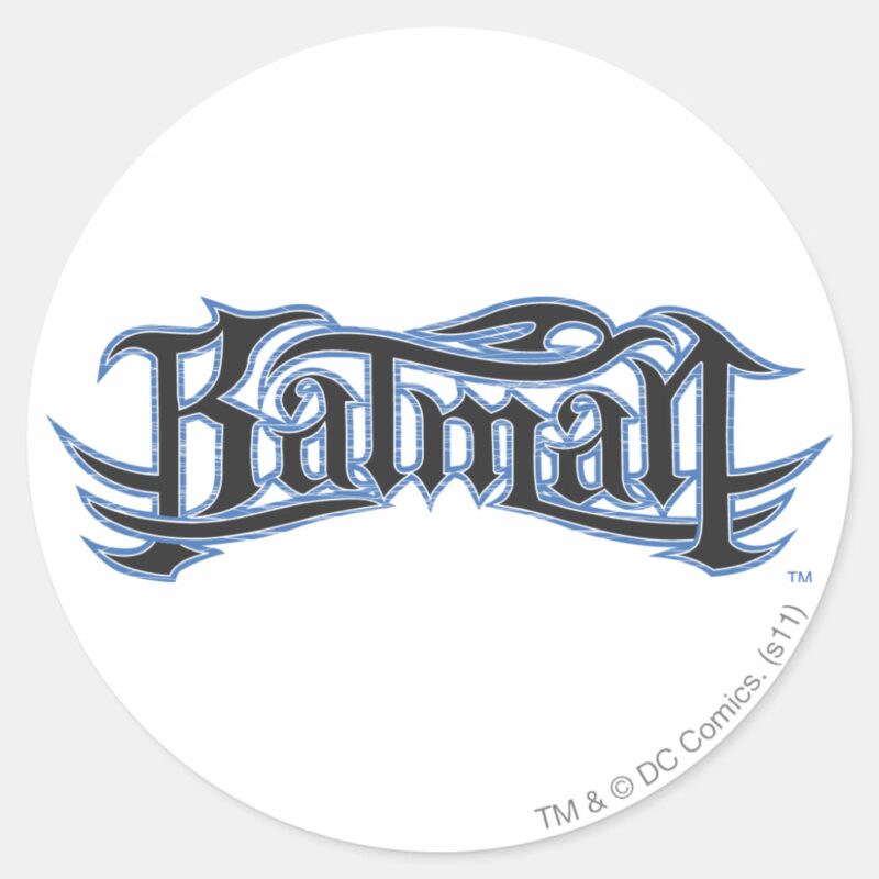 Batman Blue Black Letters Logo Classic Round Sticker Batman Blue Black Letters Logo Classic Round Sticker