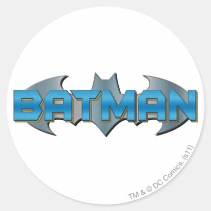 Batman Blue Name Logo Classic Round Sticker