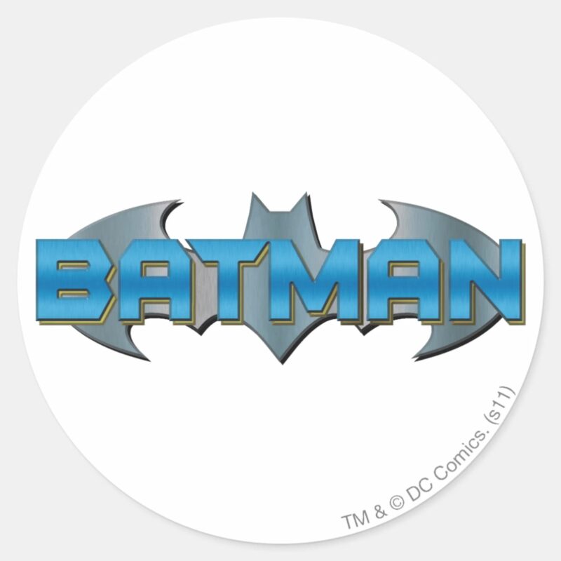 Batman Blue Name Logo Classic Round Sticker Batman Blue Name Logo Classic Round Sticker
