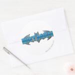 Batman Blue Name Logo Classic Round Sticker