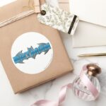 Batman Blue Name Logo Classic Round Sticker