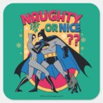 Batman Catwoman Under Mistletoe Naughty Or Nice Square Sticker