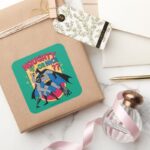 Batman Catwoman Under Mistletoe Naughty Or Nice Square Sticker