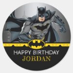 Batman Chalkboard Happy Birthday Classic Round Sticker