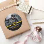 Batman Chalkboard Happy Birthday Classic Round Sticker
