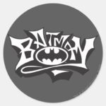 Batman Graffiti Name Logo Classic Round Sticker