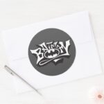 Batman Graffiti Name Logo Classic Round Sticker