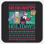 Batman Happy Holidays Joker Harley Quinn Square Sticker