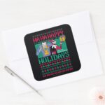 Batman Happy Holidays Joker Harley Quinn Square Sticker