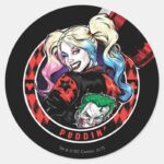 Batman Harley Quinn Winking With Mallet Classic Round Sticker
